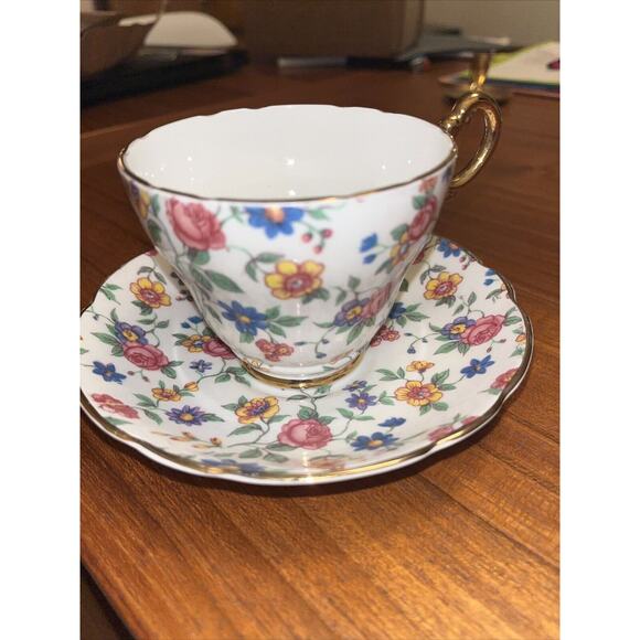 Regency Other - REGENCY Cup & Saucer Chintz Pattern England Fine Bone China
